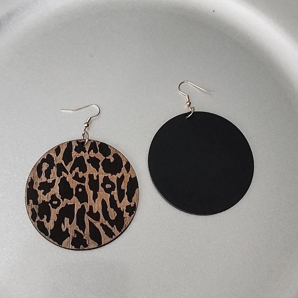 Cheetah Print Large Disc Earrings Light weight